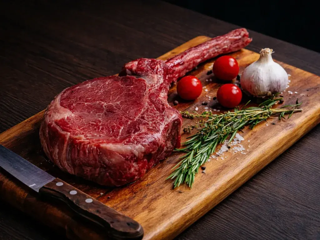 Tomahawk la grătar cu unt aromatizat